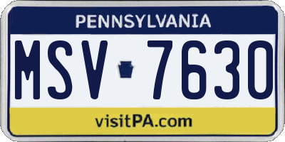 PA license plate MSV7630