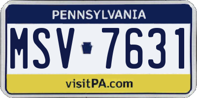 PA license plate MSV7631