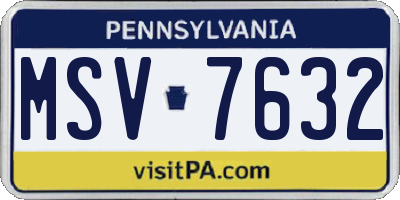 PA license plate MSV7632