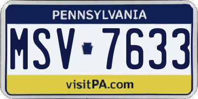 PA license plate MSV7633