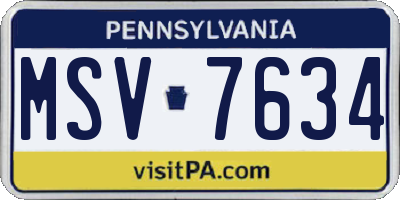 PA license plate MSV7634
