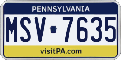 PA license plate MSV7635