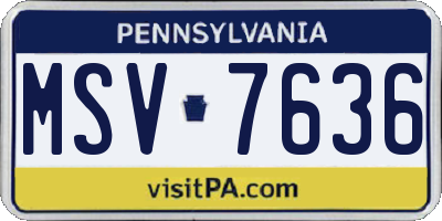 PA license plate MSV7636