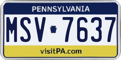 PA license plate MSV7637