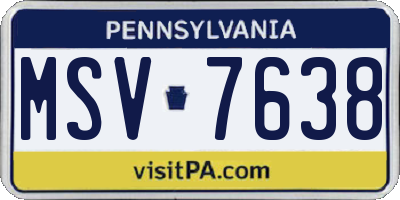 PA license plate MSV7638