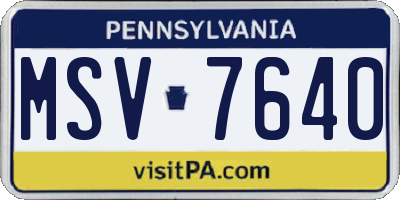PA license plate MSV7640