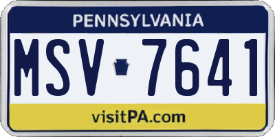 PA license plate MSV7641