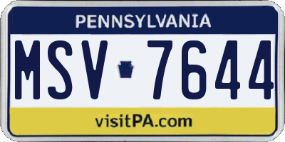 PA license plate MSV7644
