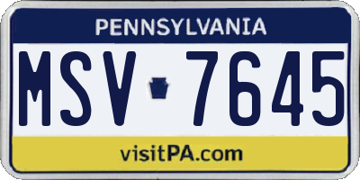 PA license plate MSV7645