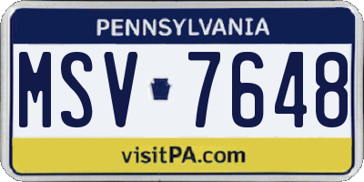 PA license plate MSV7648