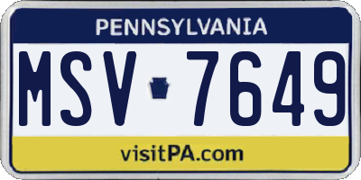 PA license plate MSV7649