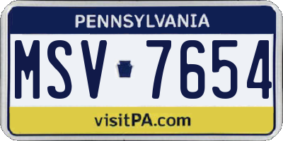 PA license plate MSV7654