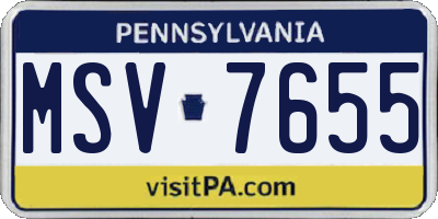 PA license plate MSV7655