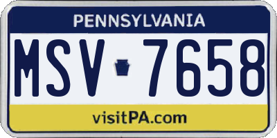 PA license plate MSV7658