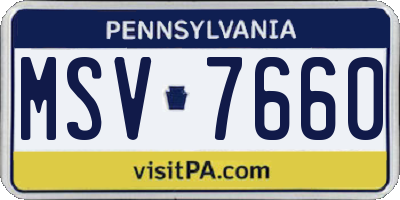 PA license plate MSV7660