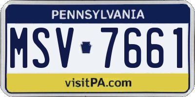 PA license plate MSV7661