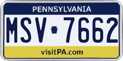 PA license plate MSV7662