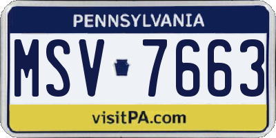 PA license plate MSV7663