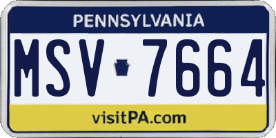 PA license plate MSV7664
