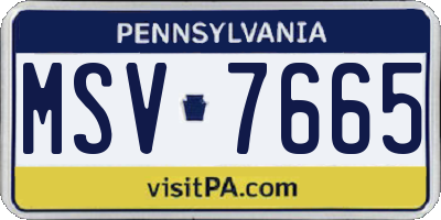 PA license plate MSV7665
