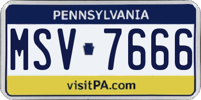 PA license plate MSV7666