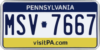 PA license plate MSV7667