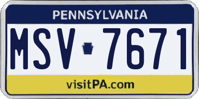 PA license plate MSV7671