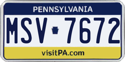 PA license plate MSV7672