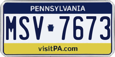 PA license plate MSV7673