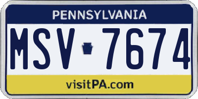 PA license plate MSV7674