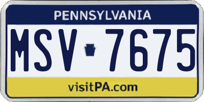 PA license plate MSV7675