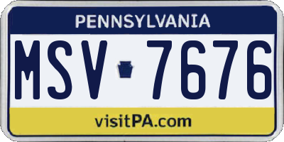 PA license plate MSV7676