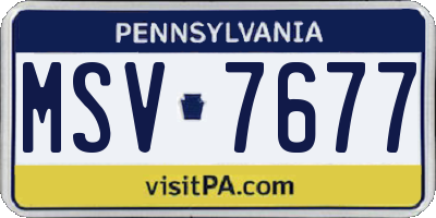 PA license plate MSV7677