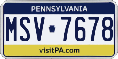 PA license plate MSV7678