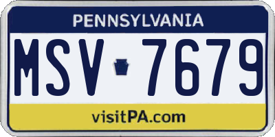 PA license plate MSV7679