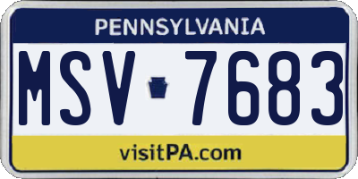 PA license plate MSV7683