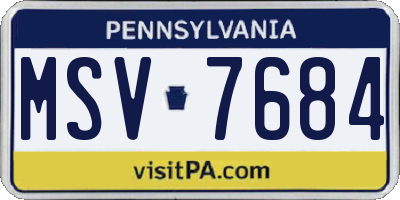 PA license plate MSV7684