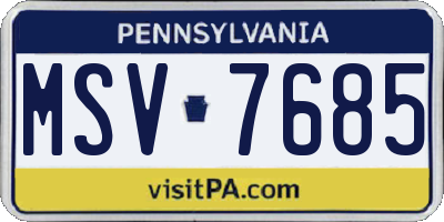 PA license plate MSV7685