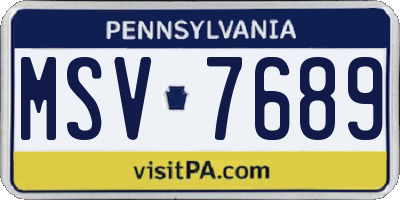 PA license plate MSV7689
