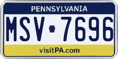 PA license plate MSV7696