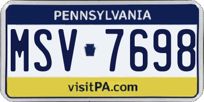 PA license plate MSV7698