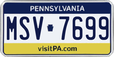 PA license plate MSV7699
