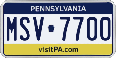 PA license plate MSV7700