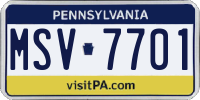 PA license plate MSV7701