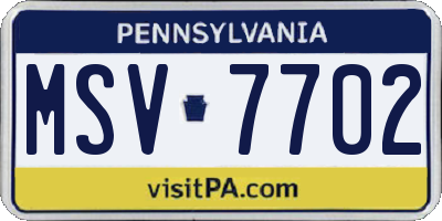 PA license plate MSV7702