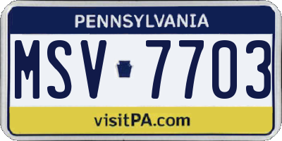 PA license plate MSV7703
