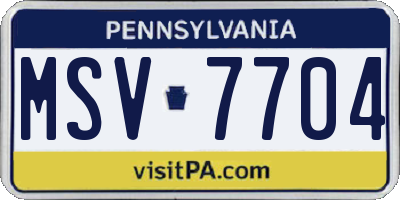 PA license plate MSV7704