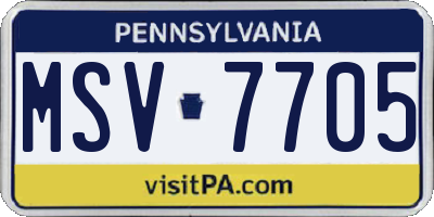 PA license plate MSV7705