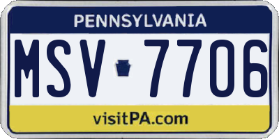 PA license plate MSV7706