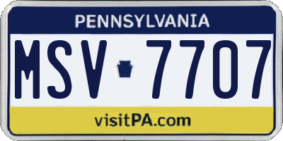 PA license plate MSV7707